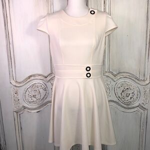 ASOS Waisted Fit and Flair Double Knit Cap Sleeve Dress Size 10